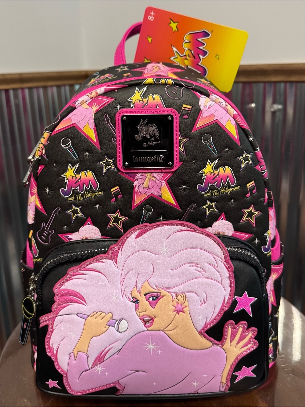 Loungefly Jem and The Holograms Pink & Black Star Mini Backpack NEW